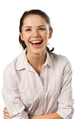 Güzel genç kız gülerek