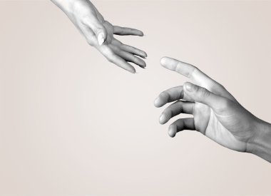 man and woman reaching to each other clipart