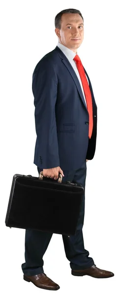 Hombre de negocios feliz con maletín —  Fotos de Stock