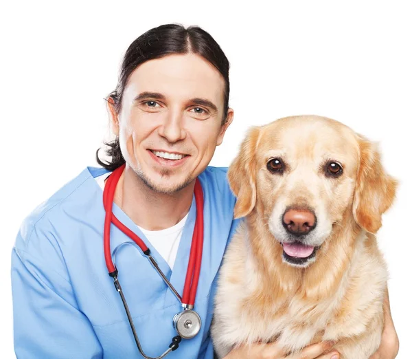 Veterinario Masculino con perro — Foto de Stock