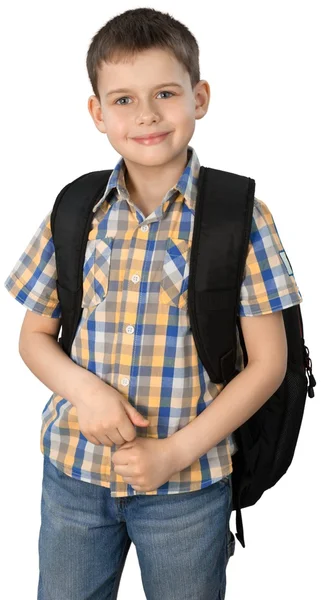 Bedårande liten unge med ryggsäck — Stockfoto
