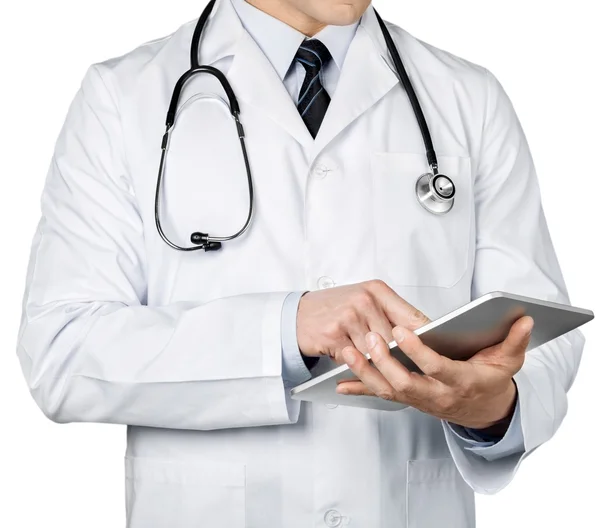 Doctor working with tablet pc — Stock Photo, Image