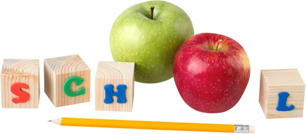 ABC blocos e duas maçãs — Fotografia de Stock