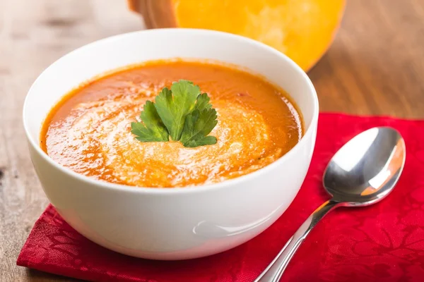 Tasty Pumpkin or  carrot soup — Stock Photo, Image