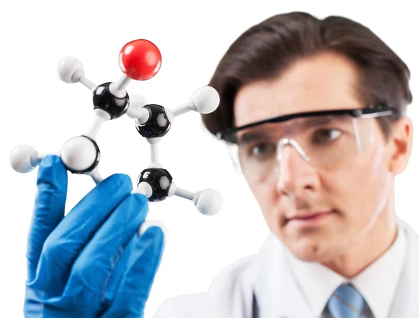 Forskare man håller molekyl form — Stockfoto