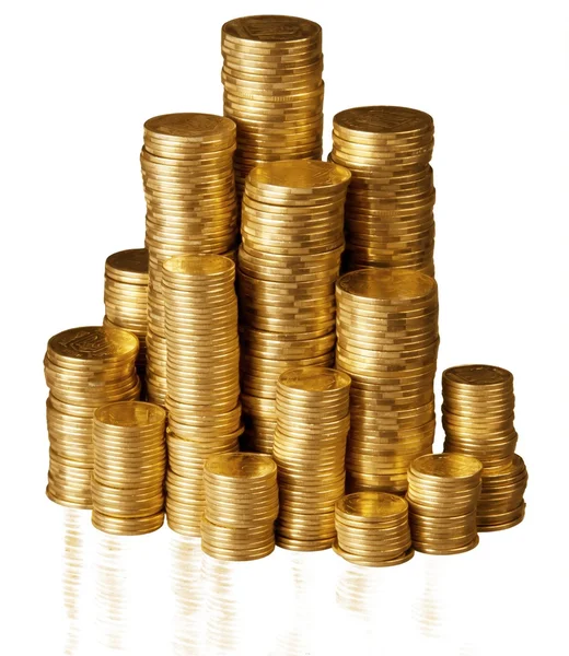 Zlaté mince hromádky — Stock fotografie