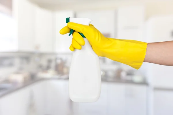 Hand in Glove reinigen van huis — Stockfoto