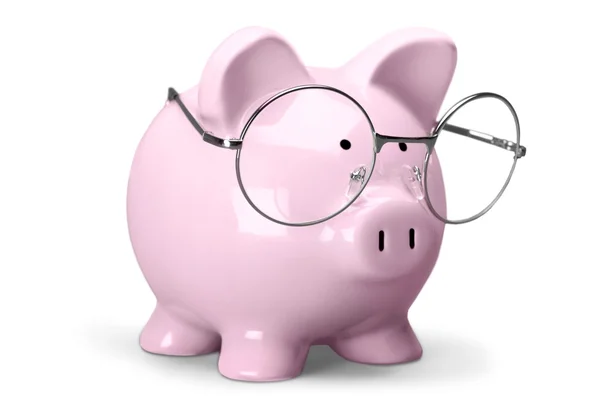 Piggy bank in glazen — Stockfoto