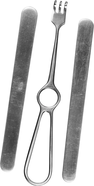 Steel doctor tools on white — Stock Photo, Image