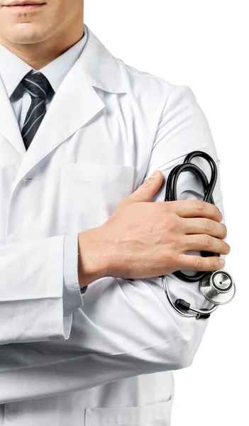 Medico maschio con stetoscopio — Foto Stock