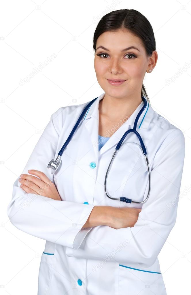 Beautiful young female doctor standing Stock Photo by ©billiondigital  118549344