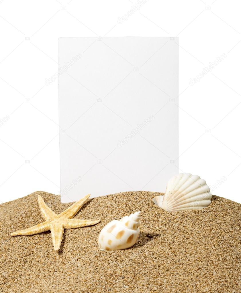 Starfish ,shells and card