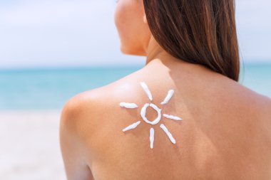 Woman with Sunscreen Solar Cream  clipart