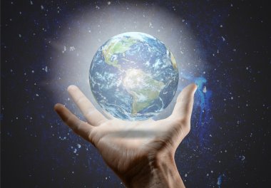 Dünya 'yı tutan el.