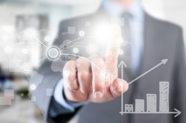 İşadamı Dijital grafikler üzerinde çalışma