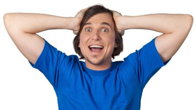 şaşırmış yakışıklı adam 