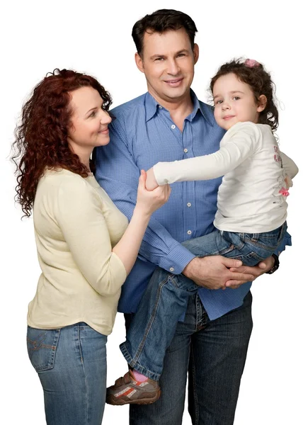 Happy smiling family with kid girl — Stock Photo, Image