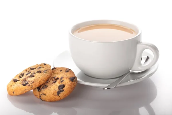 Ένα φλιτζάνι τσάι με μπισκότα. — Φωτογραφία Αρχείου