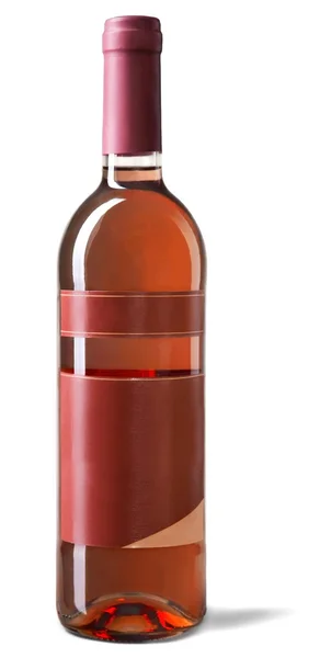 Fles met roze wijn geïsoleerd — Stockfoto