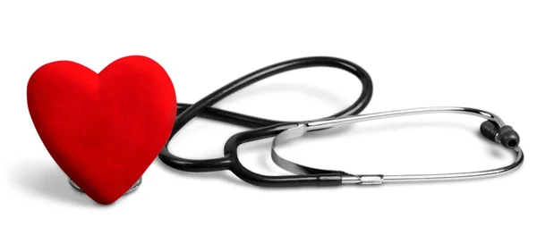 Rotes Herz und ein Stethoskop — Stockfoto