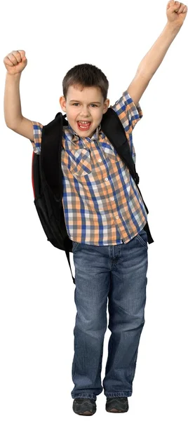 Adorable niño pequeño con mochila — Foto de Stock