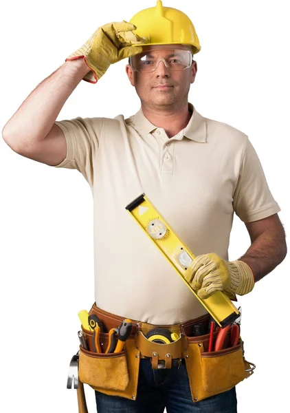 Travailleur masculin avec ceinture à outils — Photo