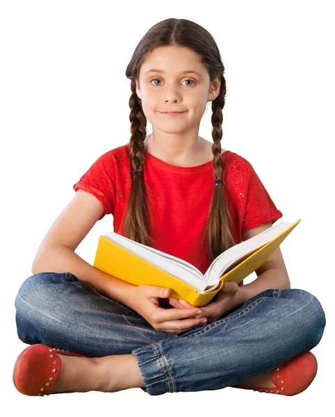 Kleines Mädchen mit Buch — Stockfoto