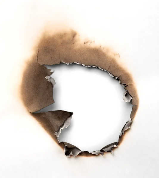 Verbrand papier geïsoleerd — Stockfoto