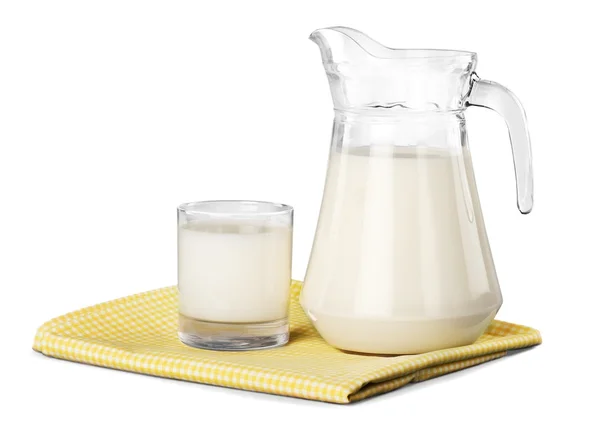 Склянка молока і пляшки — стокове фото