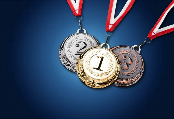 Gold, silver and bronze medals — Stock Photo, Image