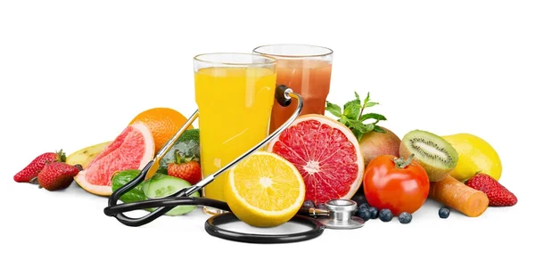 Fresh fruits and juices — Stock Photo, Image