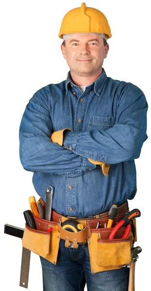 Lavoratore maschio con cintura portautensili — Foto Stock