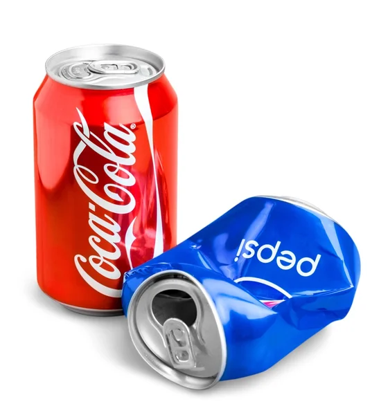 Pepsi en coca cola-blikjes — Stockfoto