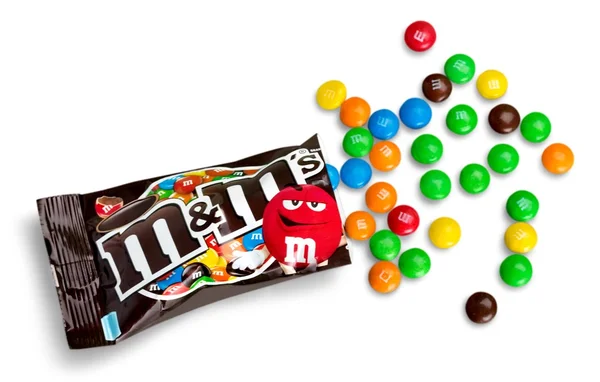 Closeup M & M mléčné čokolády bonbony — Stock fotografie