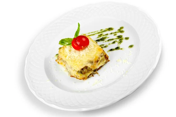 Cibo ristorante in piatto bianco — Foto Stock