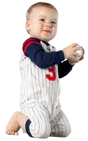 Pequeño bebé niño sosteniendo pelota —  Fotos de Stock