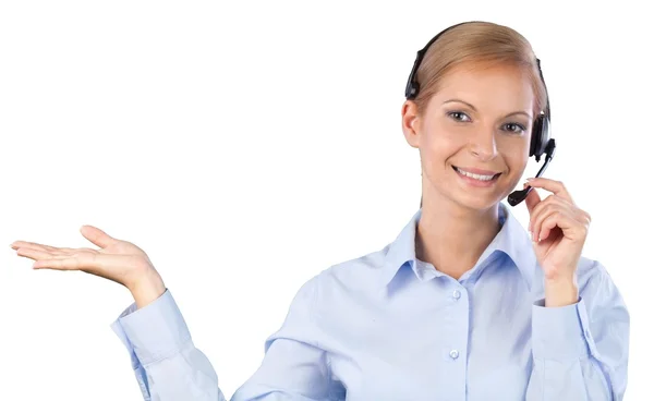 POrtrait de mujer con auriculares — Foto de Stock