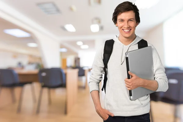 Male student with laptop — Stock Photo, Image