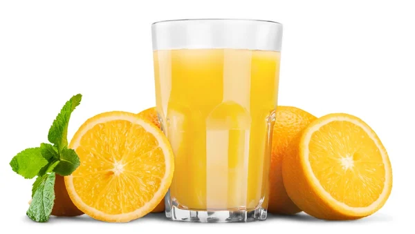 オレンジ ジュース、オレンジのスライス — ストック写真