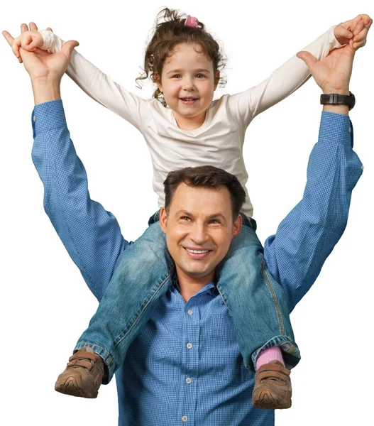 Vater mit Tochter huckepack — Stockfoto