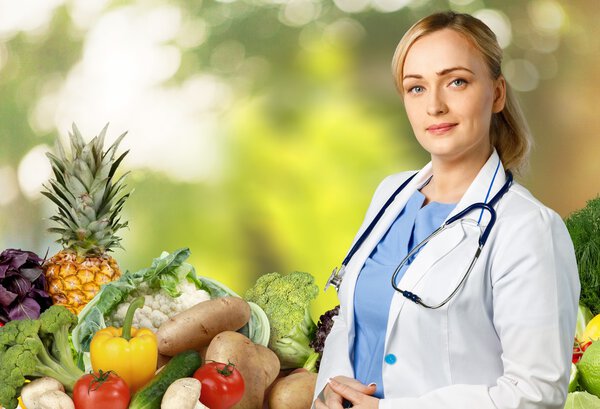 doctor over Diet and health care background
