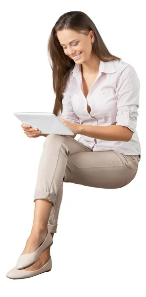 Young  pretty woman with tablet pc — Stock Photo, Image