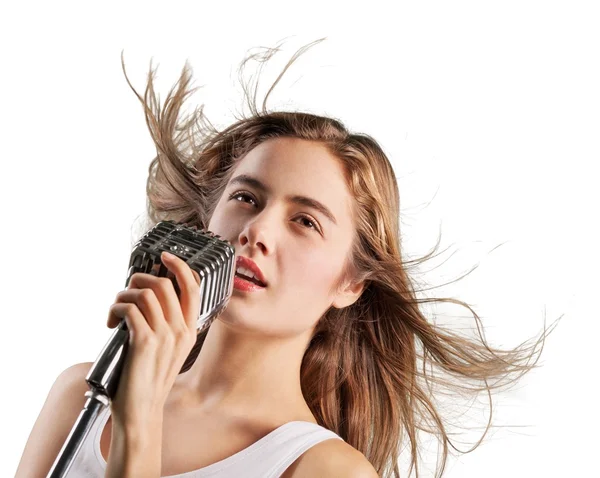 Elegante vrouw zingen — Stockfoto