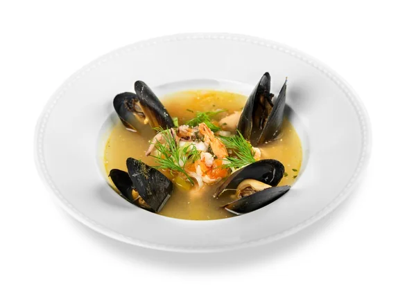 Tasty mussel soup — Stock Photo, Image
