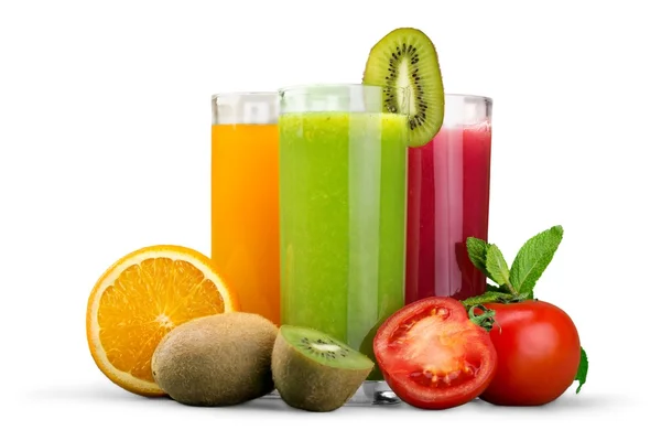 Γευστικά φρούτα και χυμό με βιταμίνες — Φωτογραφία Αρχείου