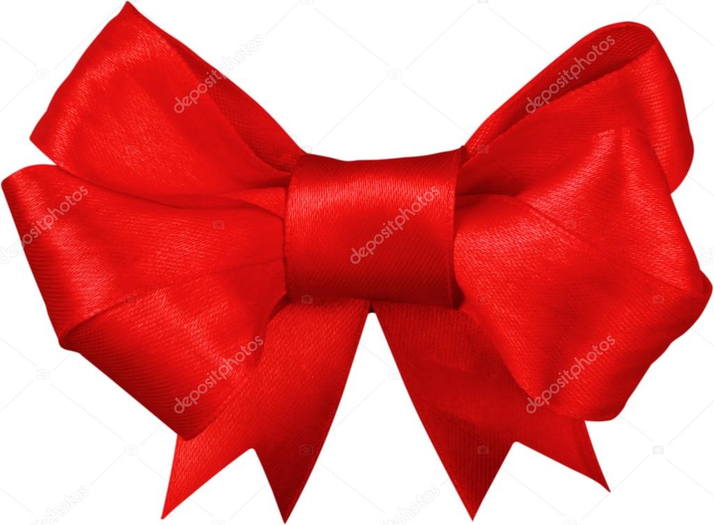 Red satin gift bow isolated 