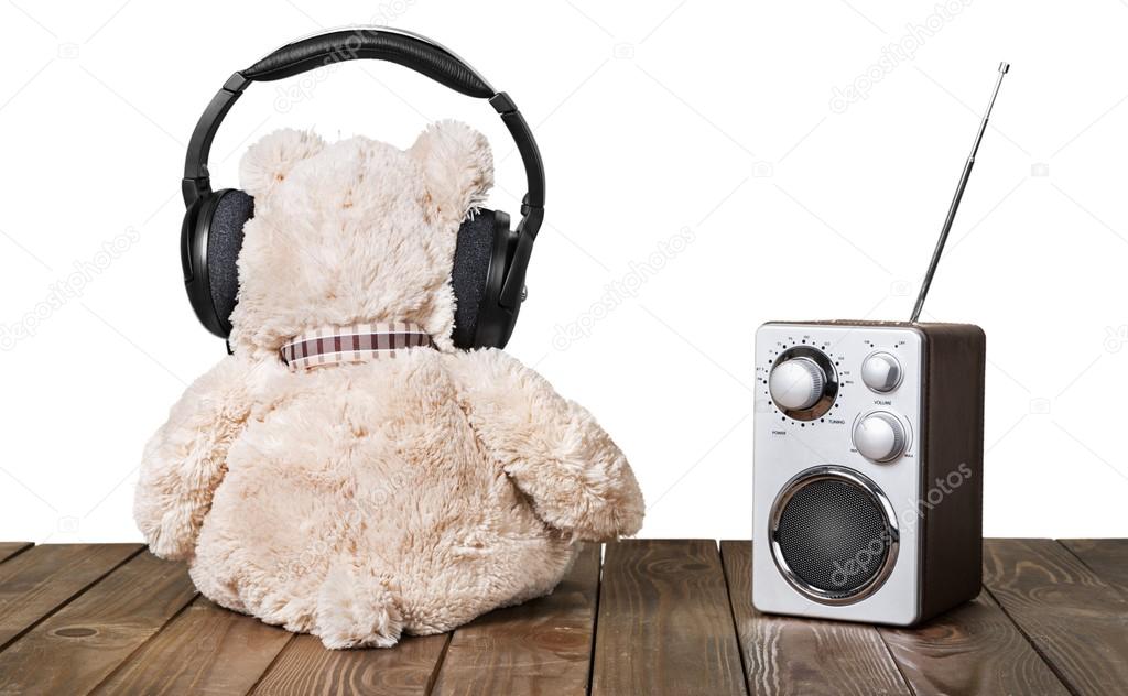 teddy bear and radio 