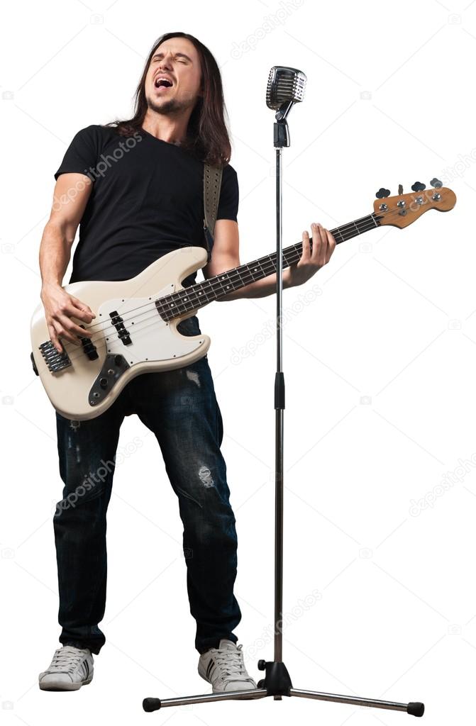 Man playing bass guitar