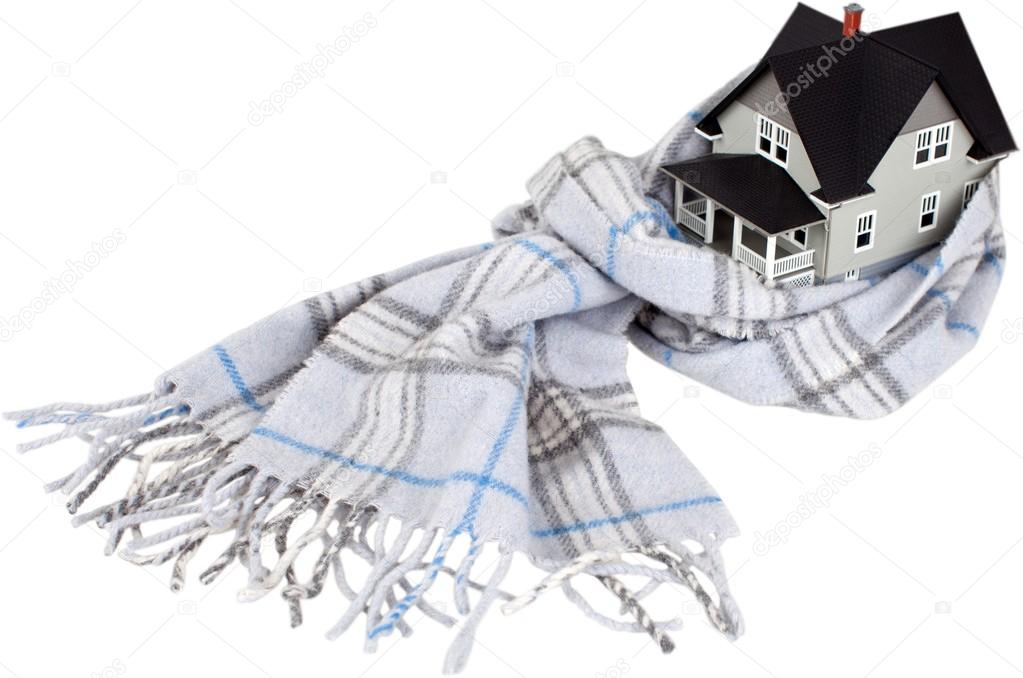 Scarf around a miniature  house 