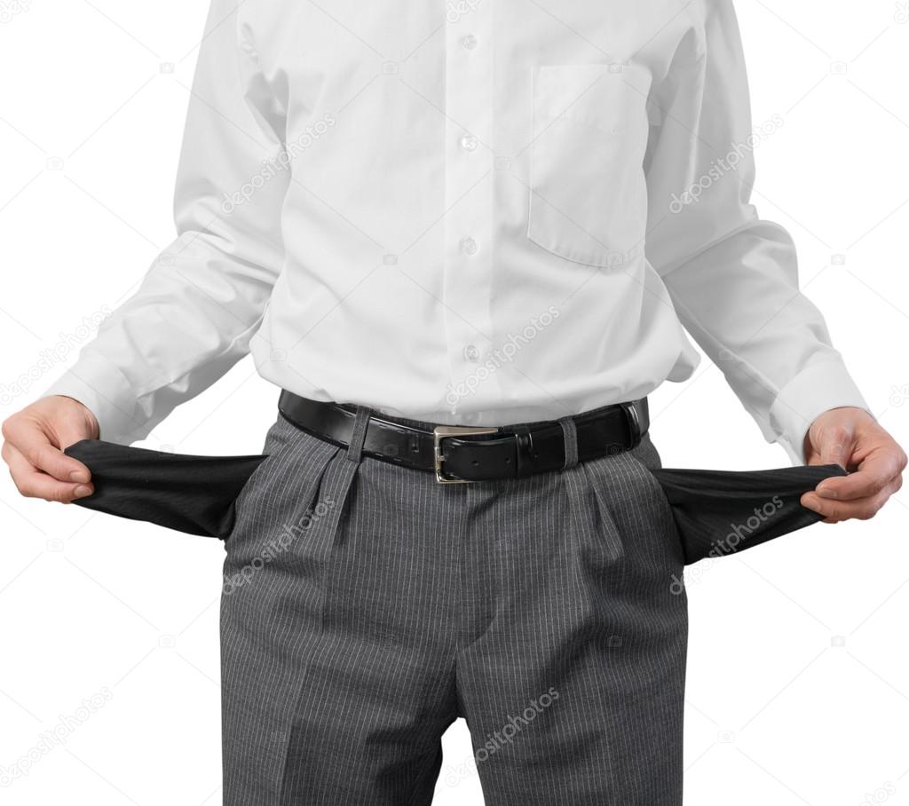 businessman with empty pockets